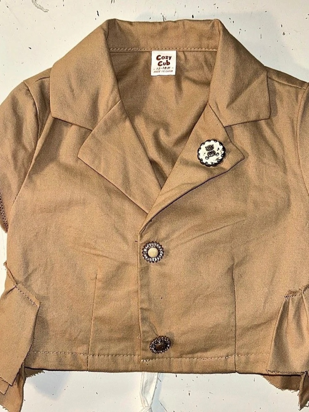 Custom Cozy Cub Brown Distressed Vest